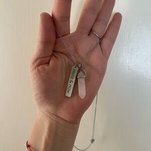 Silver and Pink Pendant Necklace